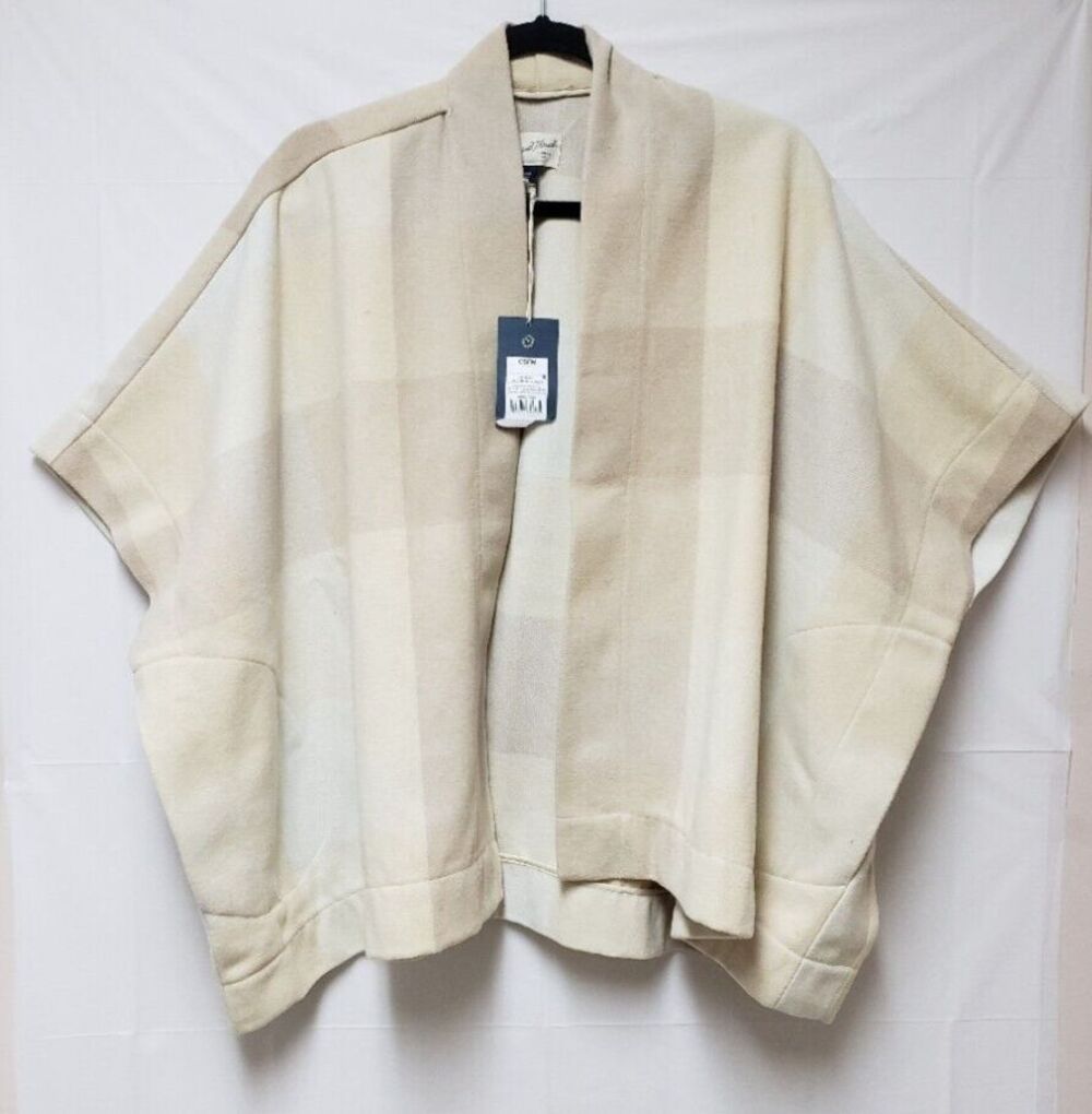 Poncho Cape Shawl Universal Thread  Women's  Beige Tan Check Print One Size NWT